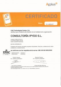 CERTIFICADO CALIDAD ISO 9001 INGENIERIA ALICANTE